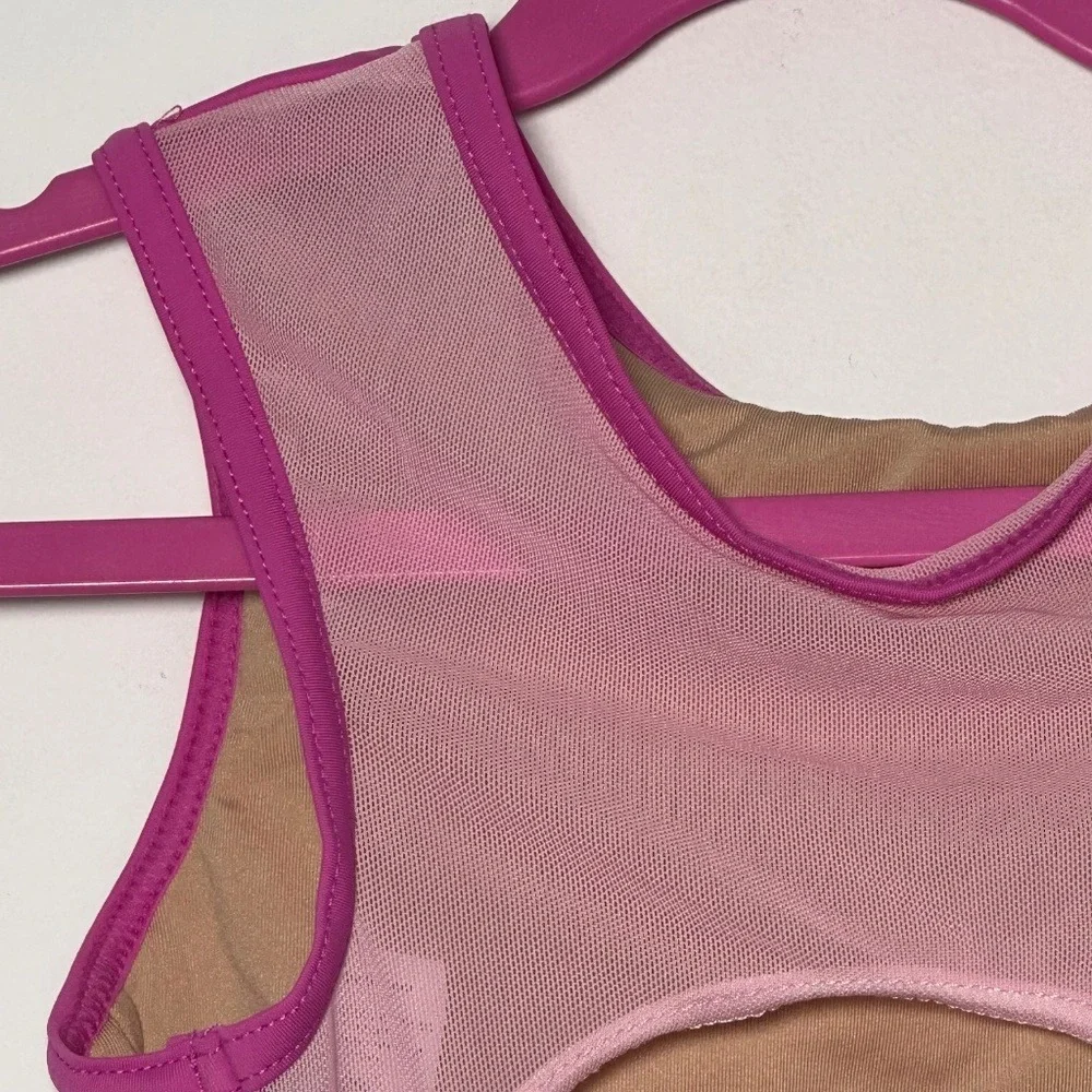 Pink Black Lumi Color Block colorblock Dance Crop Top CM